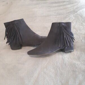 Navy suede ankle booties